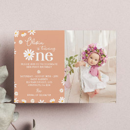 Boho Daisy 1e verjaardag Uitnodiging