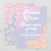 Boho Daisy 4e verjaardag van de vredesliefde vier  Kaart (Voorkant / Achterkant)