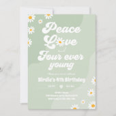 Boho Daisy 4e verjaardag van de vredesliefde vier  Kaart (Voorkant)