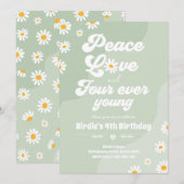 Boho Daisy 4e verjaardag van de vredesliefde vier  Kaart (Voorkant / Achterkant)