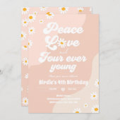 Boho Daisy 4e verjaardag van de vredesliefde vier  Kaart (Voorkant / Achterkant)