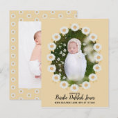 Boho Daisy Baby Girl Birth Notice Aankondigingskaart (Voorkant / Achterkant)