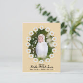 Boho Daisy Baby Girl Birth Notice Aankondigingskaart (Staand voorkant)
