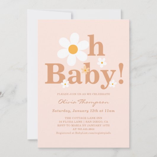 Boho Daisy Baby Meisje Shower Kaart (Voorkant)