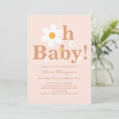 Boho Daisy Baby Meisje Shower Kaart (Staand voorkant)