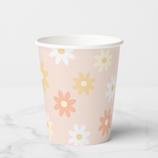 Boho Daisy Baby Onederful 1e verjaardagsfeestje Papieren Bekers (Achterkant)