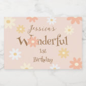 Boho Daisy Baby Onederful 1e verjaardagsfeestje Sparkling Wijnetiket (Enkel label)