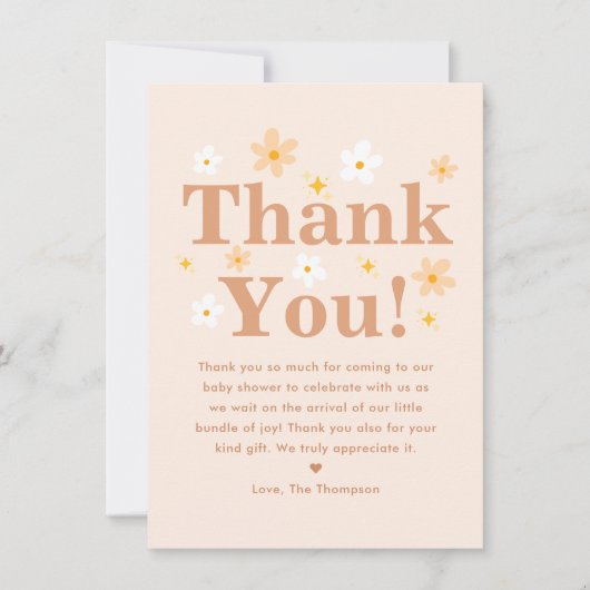 Boho Daisy Baby shower Bedankkaart (Voorkant)