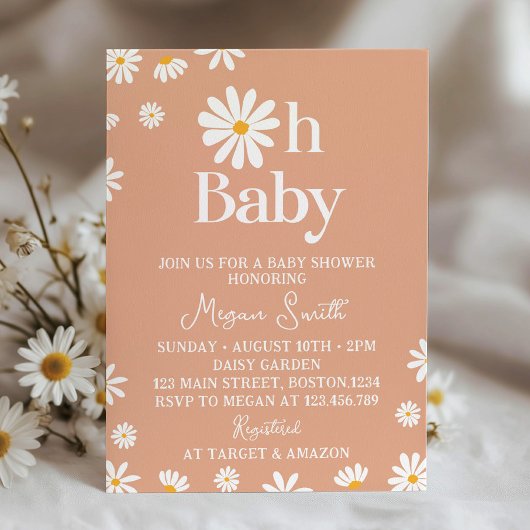 Boho Daisy Baby shower Uitnodiging