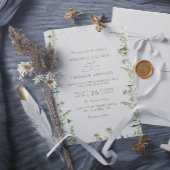 Boho Daisy Beidge Wilde Bloem QR Code Bruiloft Kaart