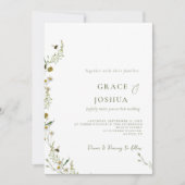 Boho Daisy Beidge Wildflower bruiloft Kaart (Voorkant)