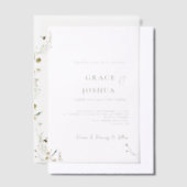 Boho Daisy Beidge Wildflower bruiloft Vellum Uitnodigingen (Offset)