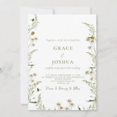 Boho Daisy Beidge Wildflower Uitnodiging (Voorkant)