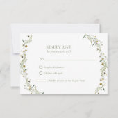 Boho Daisy Beidge Wildflower Wedding RSVP Kaartje (Voorkant)