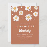 Boho Daisy Birthday Foto-uitnodigingen