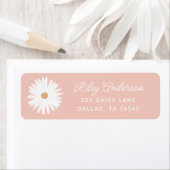 Boho Daisy Birthday Party Return Address Etiket (Insitu)