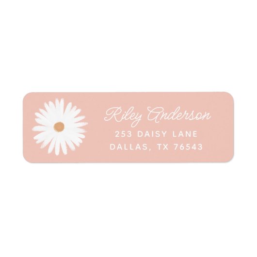 Boho Daisy Birthday Party Return Address Etiket (Voorkant)