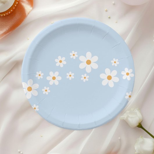boho Daisy blauw Baby shower Papier Borden Papieren Bordje