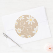 Boho Daisy Bloem Ronde Sticker (Envelop)