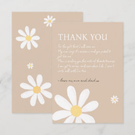 Boho Daisy Bloemen Baby shower Bedankkaart
