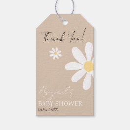 Boho Daisy Bloemen Baby shower Cadeaulabel