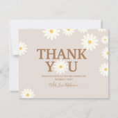 Boho Daisy Bloemen Baby Shower Dankkaart Bedankkaart (Voorkant)