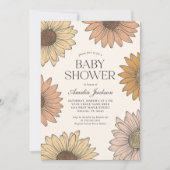 Boho Daisy Bloemen Baby shower Kaart (Voorkant)