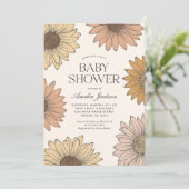 Boho Daisy Bloemen Baby shower Kaart (Staand voorkant)