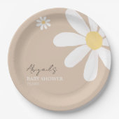 Boho Daisy Bloemen Baby shower Papieren Bordje (Voorkant)