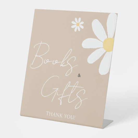 Boho Daisy Bloemen Baby shower Reclamebord Met Voetstuk (Voorkant)
