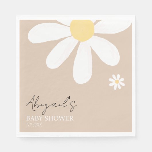 Boho Daisy Bloemen Baby shower Servet (Voorkant)