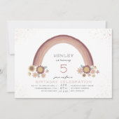 Boho Daisy Bloemen Regenboog Roze Verjaardag Kaart (Voorkant)