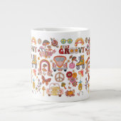 Boho Daisy Bloemen Retro Groovy Bloemen ontwerp Grote Koffiekop (Voorkant)