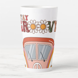 Boho Daisy Bloemen Retro Groovy Bloemen ontwerp Latte Mok