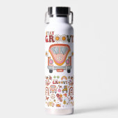 Boho Daisy Bloemen Retro Groovy Bloemen ontwerp Waterfles (Voorkant)