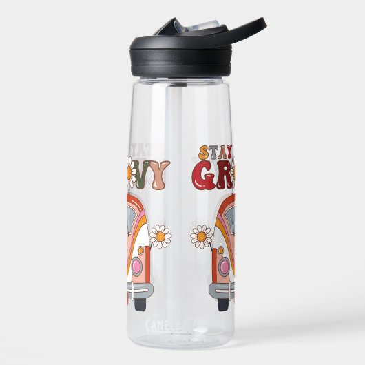 Boho Daisy Bloemen Retro Groovy Bloemen ontwerp Waterfles (Links)