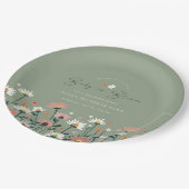 Boho Daisy Bloemensalie Groene Baby in Bloomdouche Papieren Bordje (Gekanteld)