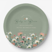Boho Daisy Bloemensalie Groene Baby in Bloomdouche Papieren Bordje (Voorkant)