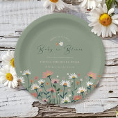 Boho Daisy Bloemensalie Groene Baby in Bloomdouche Papieren Bordje