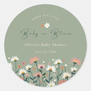 Boho Daisy Bloemensalie Groene Baby in Bloomdouche Ronde Sticker