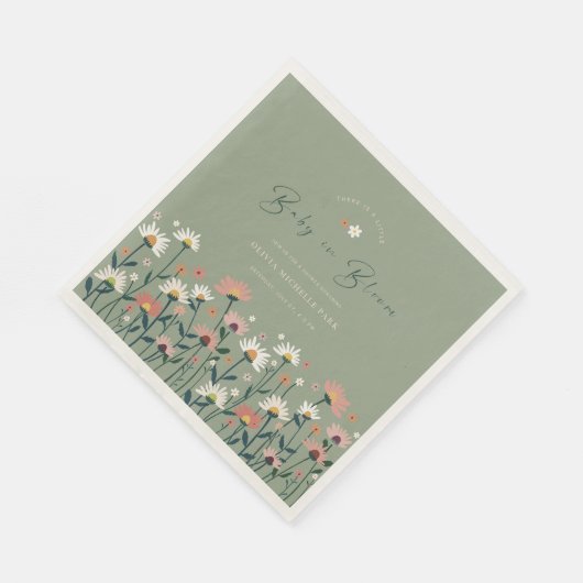 Boho Daisy Bloemensalie Groene Baby in Bloomdouche Servet (Hoek)