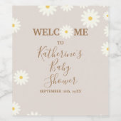 Boho Daisy Bloemige Baby Shower Wijnfles Label Wijn Etiket (Enkel label)