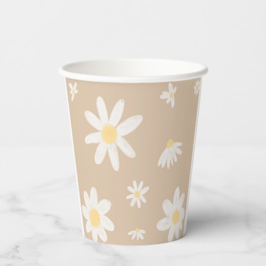 Boho Daisy Bloemige Trouw Papieren Bekers (Achterkant)