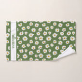 Boho Daisy Bloemmotief Groen Naam Sport Handdoek (Handdoek)