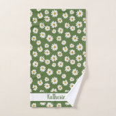 Boho Daisy Bloemmotief Groen Naam Sport Handdoek (Handdoek)