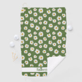 Boho Daisy Bloemmotief Groene Naam Golfhanddoek (Insitu)
