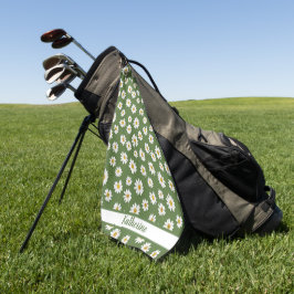 Boho Daisy Bloemmotief Groene Naam Golfhanddoek