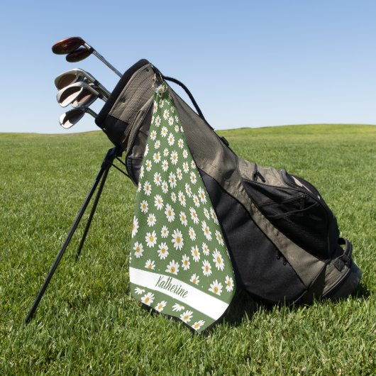 Boho Daisy Bloemmotief Groene Naam Golfhanddoek (Groen)