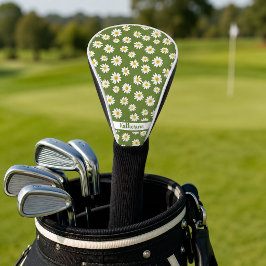 Boho Daisy Bloemmotief Groene Naam Golfheadcover