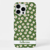 Boho Daisy Bloemmotief Groene Naam iPhone Hoesje (Achterkant)